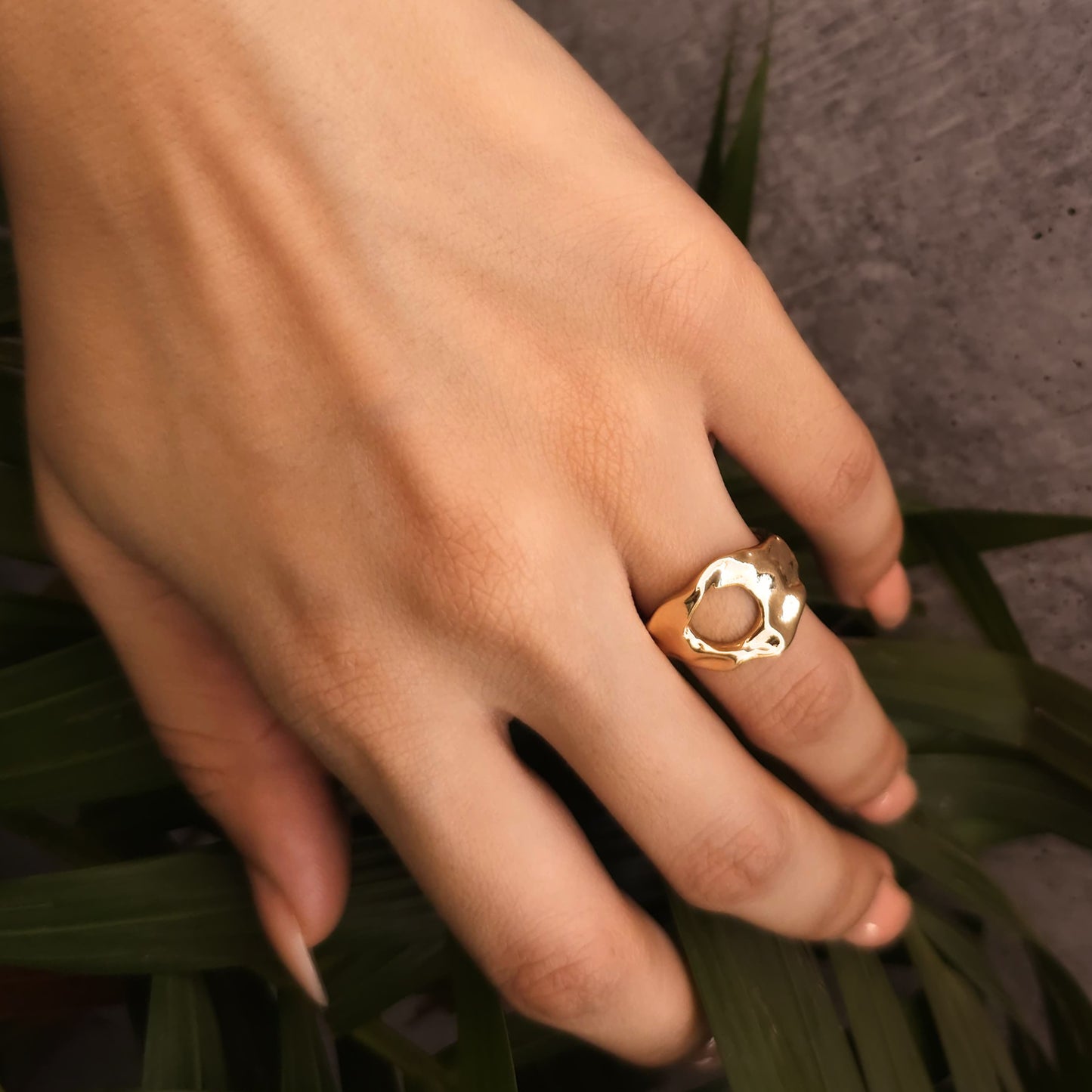 Gold Plated Anti Tarnish Ring - Freya Statement Ring