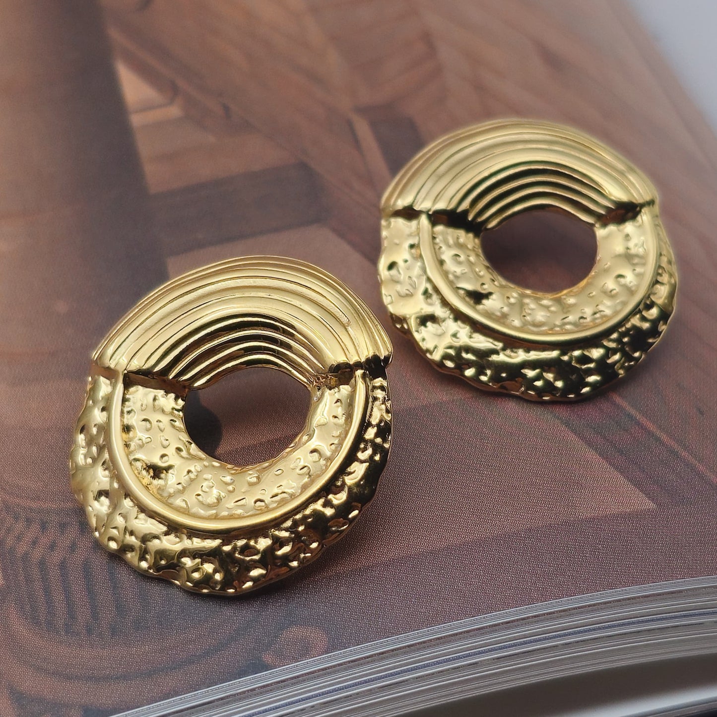 Gold Plated Anti Tarnish Earrings - Relic Studs