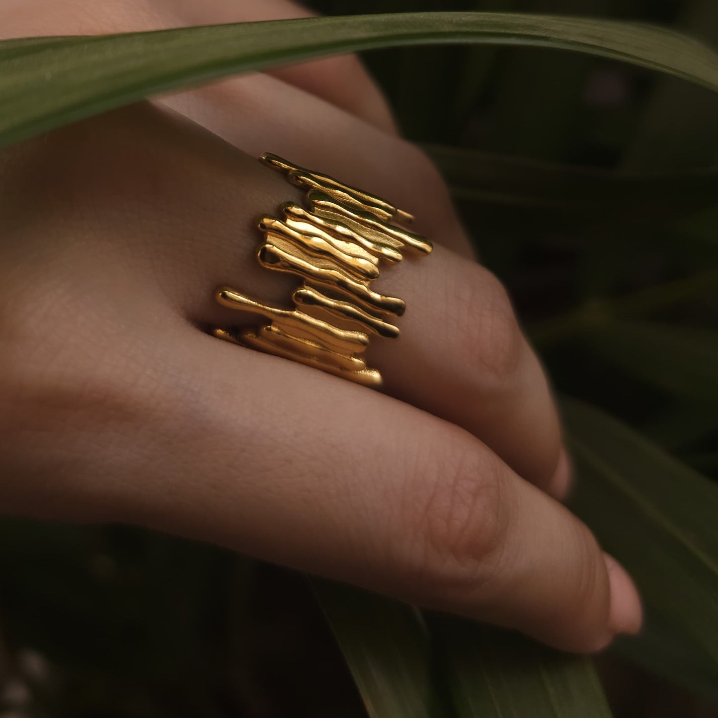 Gold Plated Anti Tarnish Ring - Celeste Statement Ring