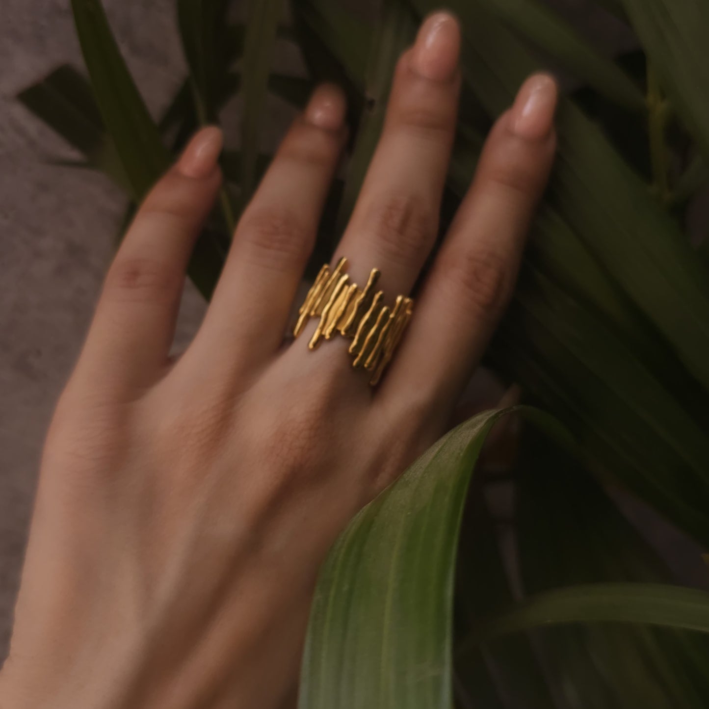 Gold Plated Anti Tarnish Ring - Celeste Statement Ring