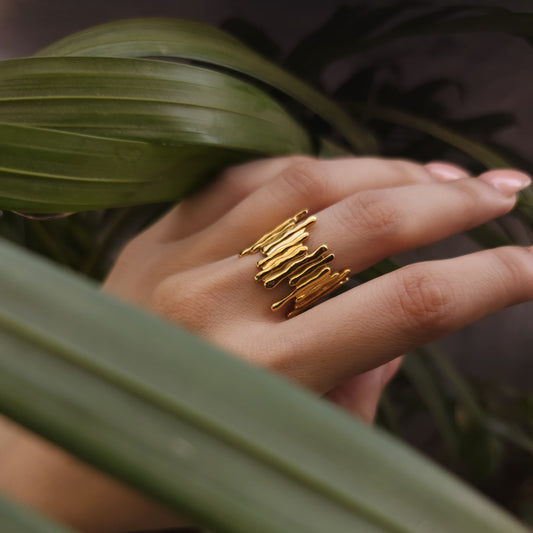 Gold Plated Anti Tarnish Ring - Celeste Statement Ring