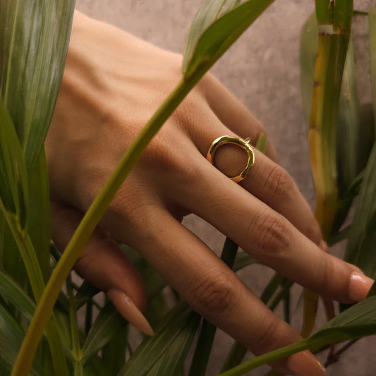 Gold Plated Anti Tarnish Ring - Reyes Statement Ring